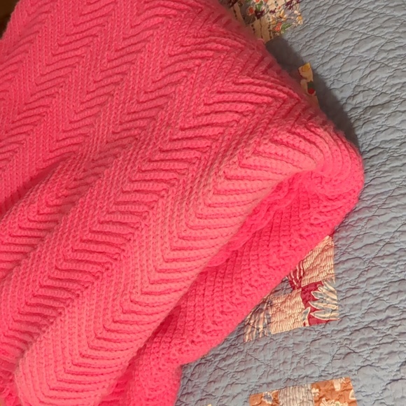 Handmade Other - Heavy comfort 6ft x 6ft pink/red cozy throw blanket /afghan. Hand knit.